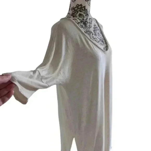 Anthropologie Maronie Dress Oatmeal V Neck Elbow Sleeves Oversized Women's L - Picture 6 of 11